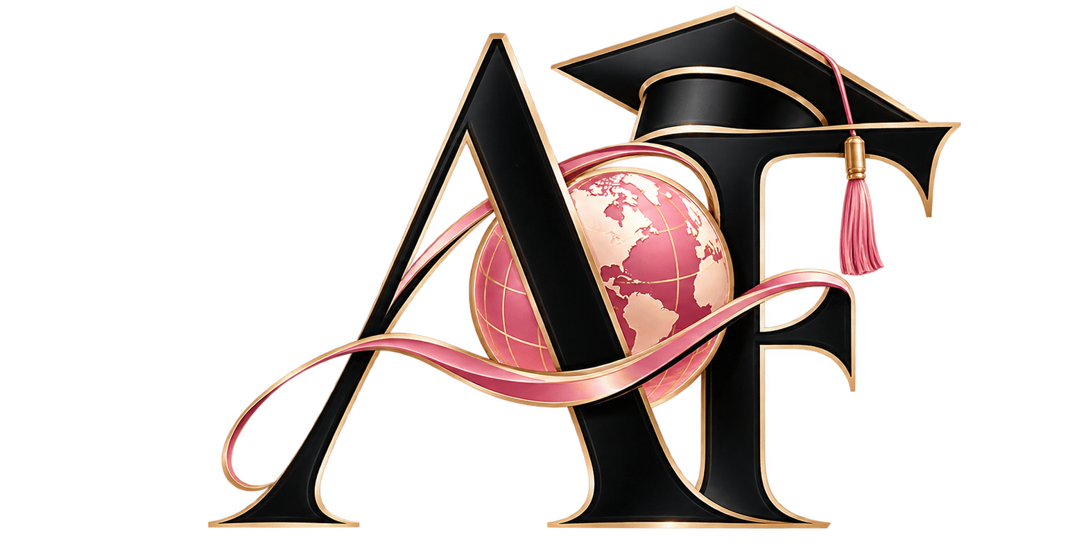 Dr. Angelina Ferlita Educational Leadership and Consulting brand with AF graduation cap emblem